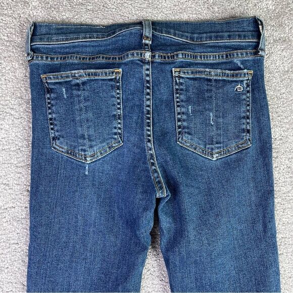 Rag & Bone Jeans Women's 26 Blue Skinny Low Rise Dark Denim Stretch Distressed - Picture 4 of 12